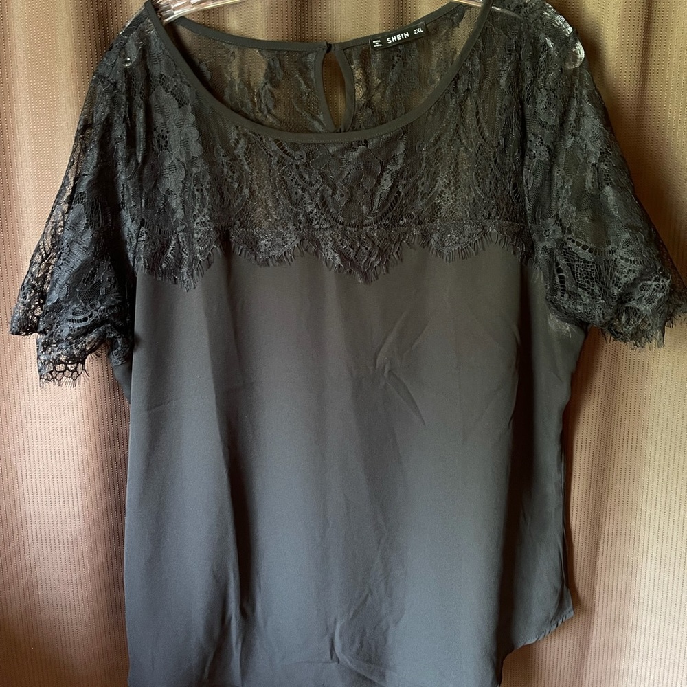 Shein lace shoulder top